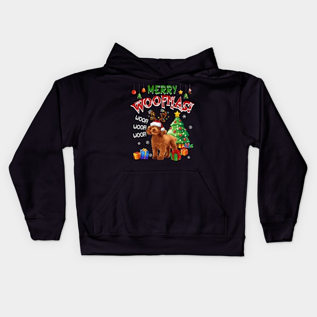 Poodle Merry Woofmas Awesome Christmas Kids Hoodie by Dunnhlpp